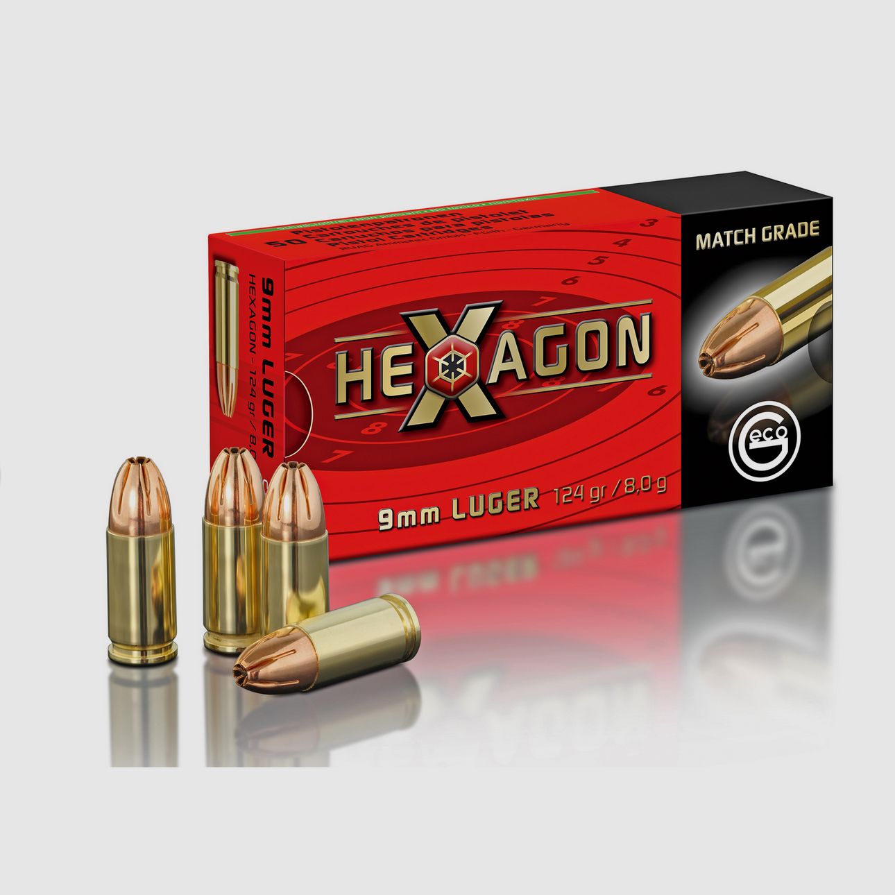 GECO HEXAGON 9mm Luger 124gr / 8,0g  °°°°°°°°°°°°°°°°°
