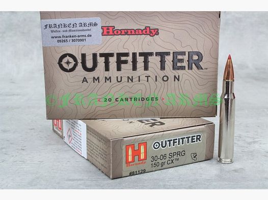 Hornady Outfitter CX .30-06 Spr. 150gr. 9,7g 20 pièces Prix dégressifs
