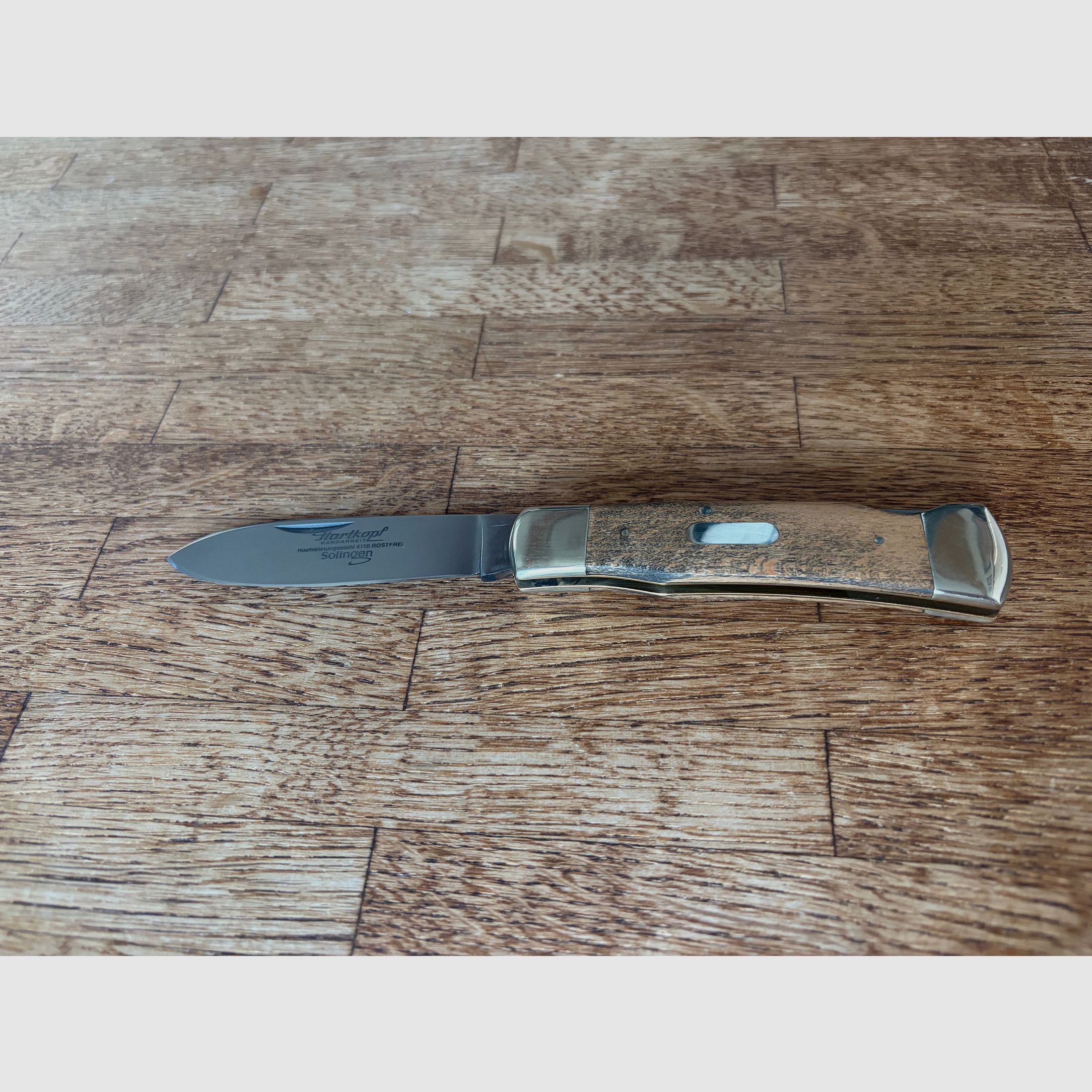 Cuchillo de bolsillo Hartkopf de madera de serpiente – Cuchillo de caballero de Solingen con herrajes de alpaca