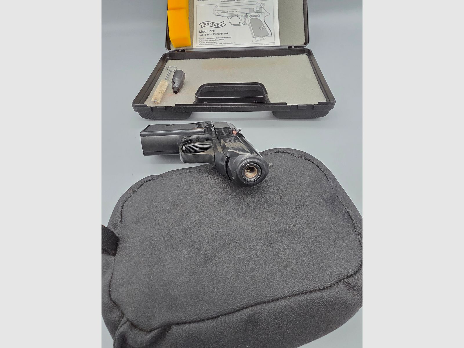 Neuwertig u. ungeschossen Walther PPK 8mm Knall PTB 502 mit Beschuss 1993 (KD) Schreckschuss SRS Silvester