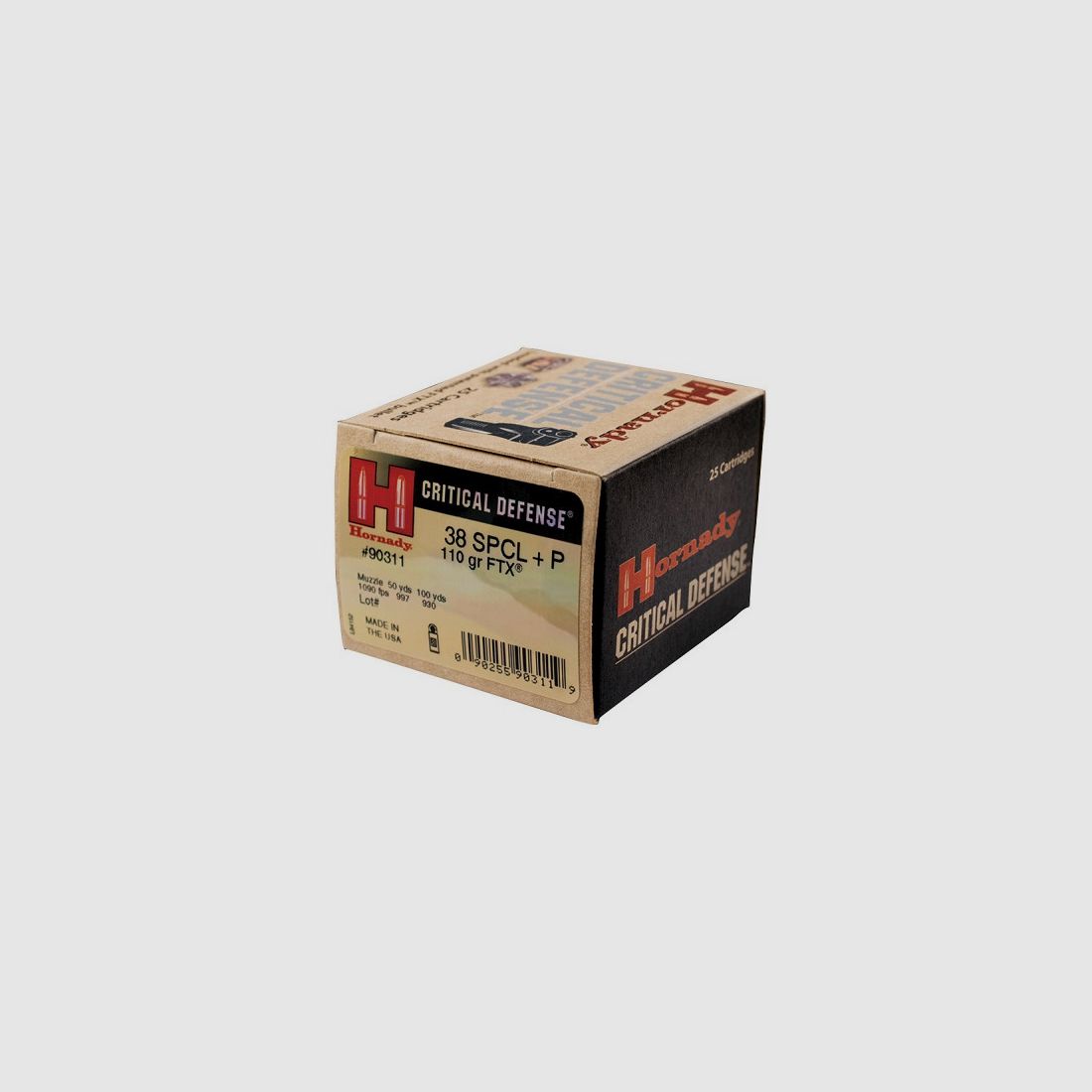 BOX OF 25 HORNADY 38 SPCL+P 110 GRS FTX CD CAT B