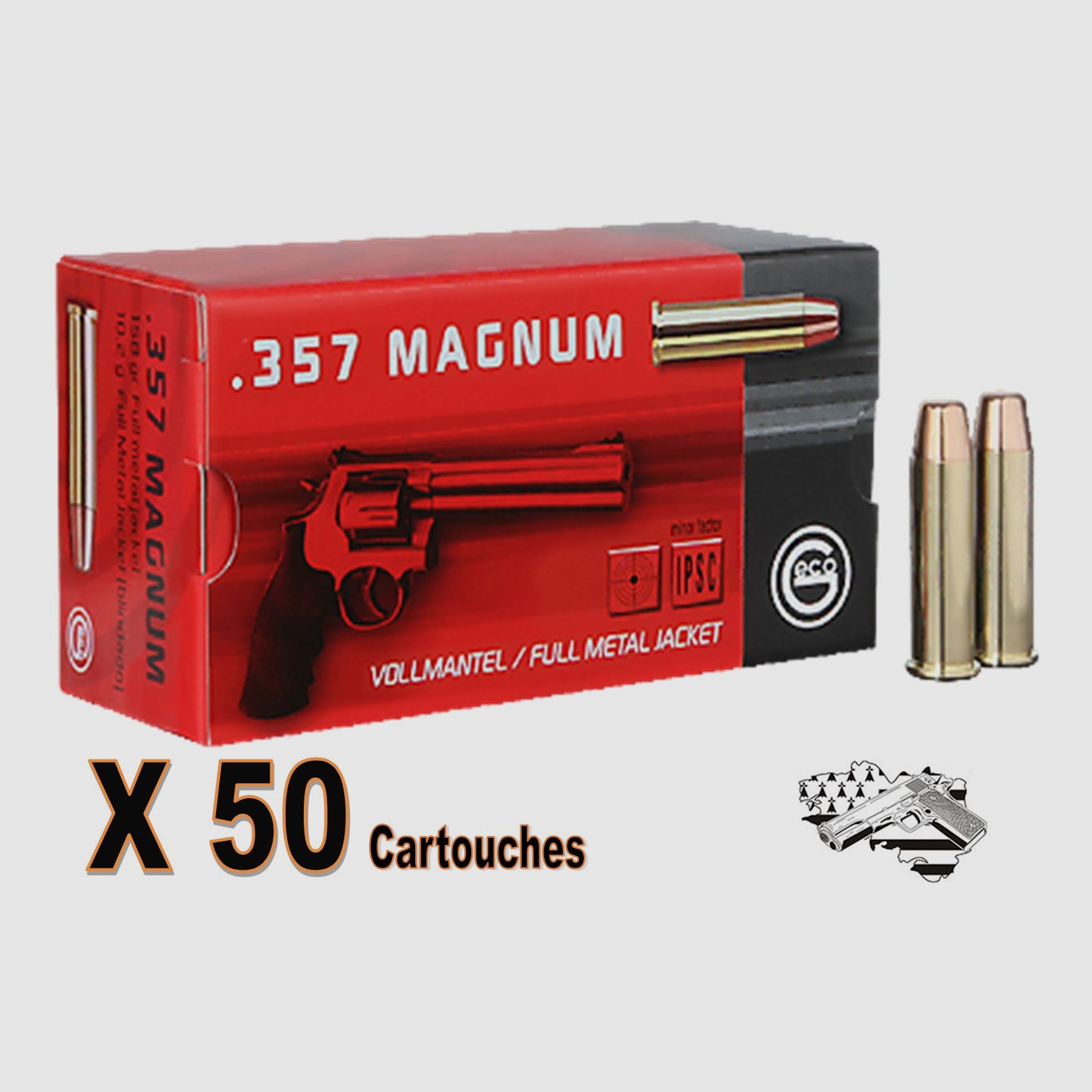 GECO cal. .357 magnum FMJ 158 grs por 50
