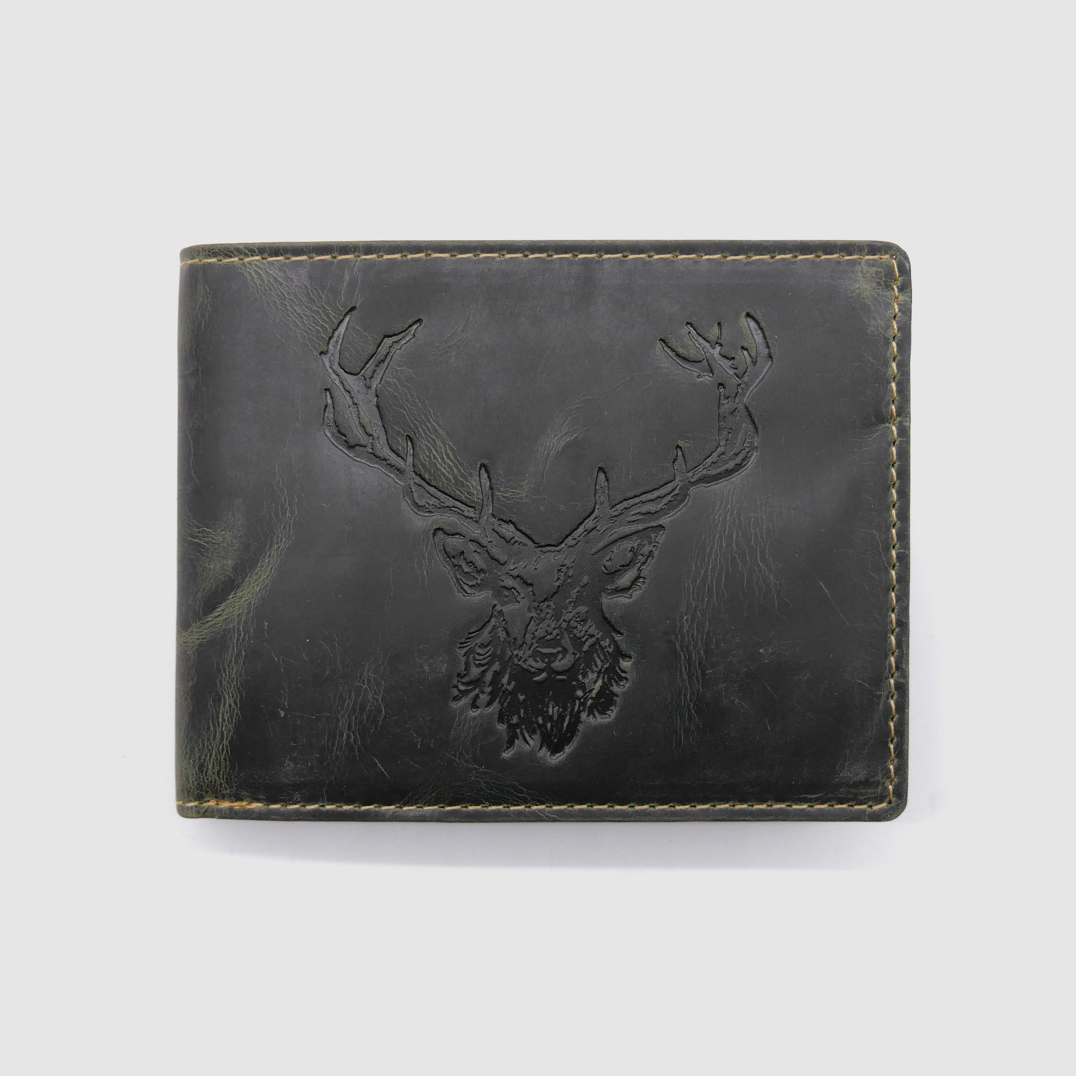 Greenburry Leder Geldbörse olive Vintage Animal Collection Royal Stag Hirsch 1705-rs-30