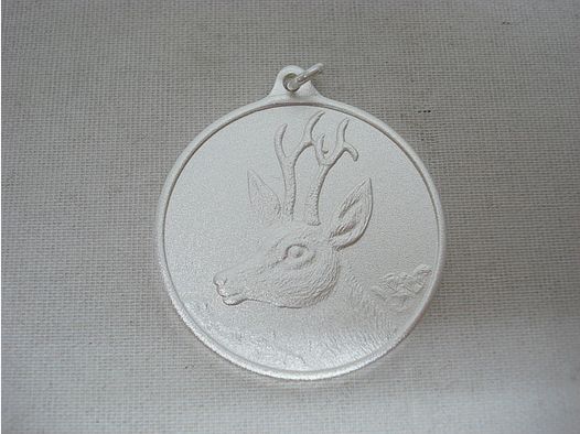 Jagdmedaille Rehbock-silber - 40mm, Ring und Öse