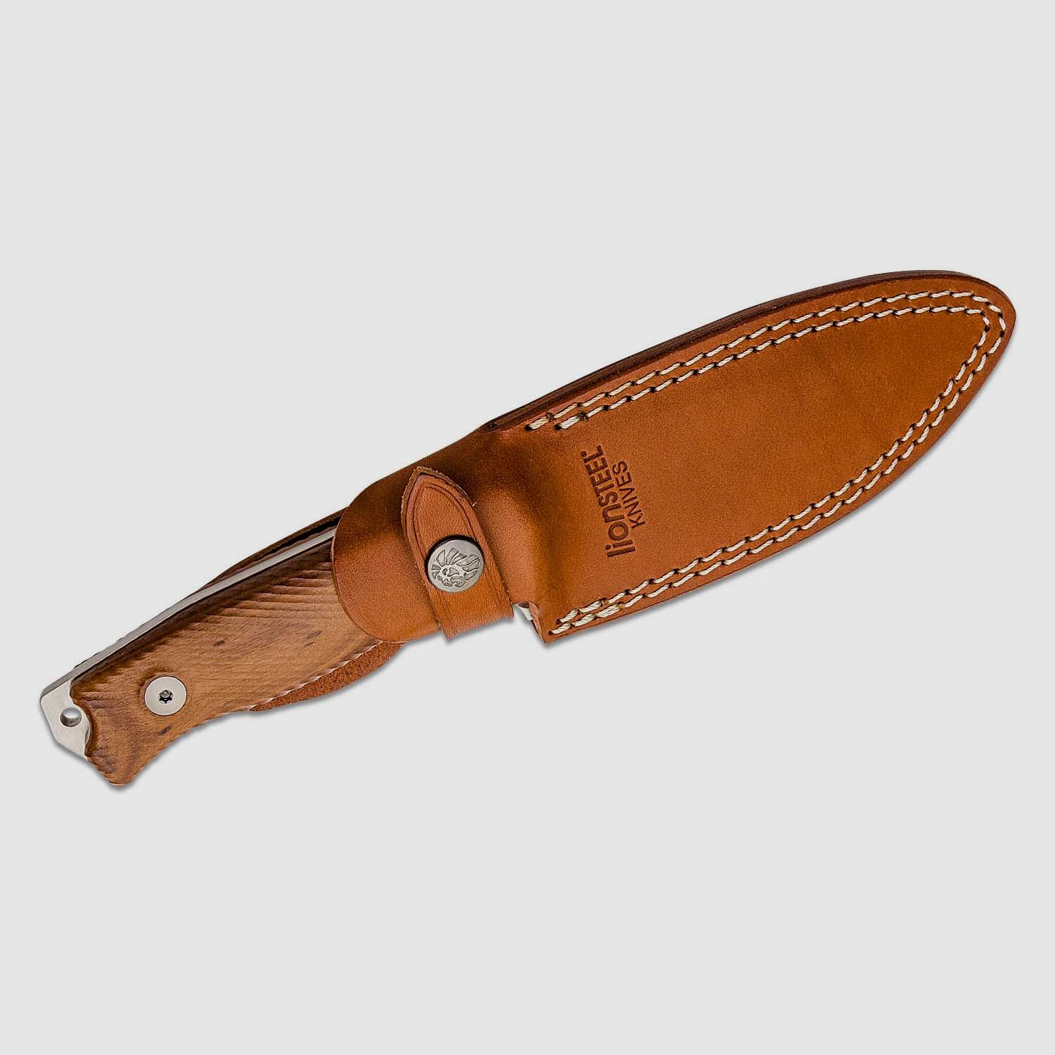 M5 Jagdmesser, Satin Sleipner Glatte Klinge, Santos Holzgriffe, Lederscheide | 97226