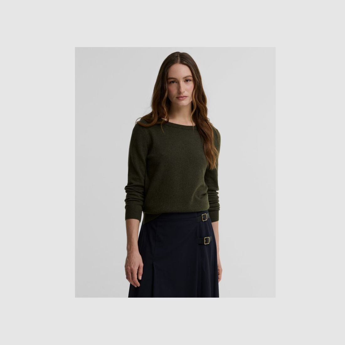 Barbour D-Knit Sweater Pendle Crew | olive/birchwood tartan, image 8 of 12
