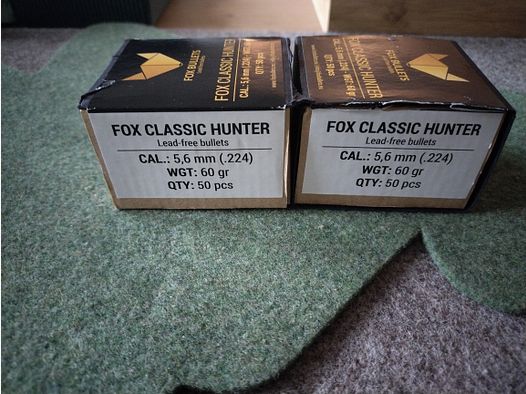 Fox Classic Hunter, Kal. 5,6 mm (.224), 60 gr., 3,9 g, 78 Geschosse