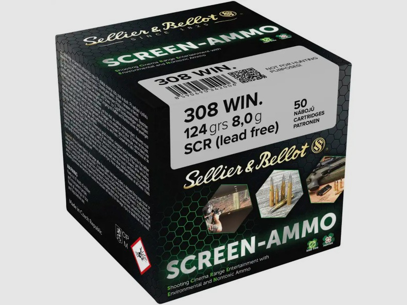 S&B SCREEN-AMMO.308Win. VM /FMJ 8,0g/124grs bleifrei