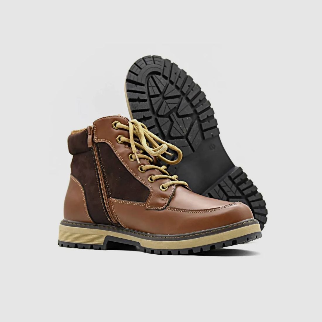 Bottines à lacets marron PU microfibre doublure polaire, image 11 sur 12