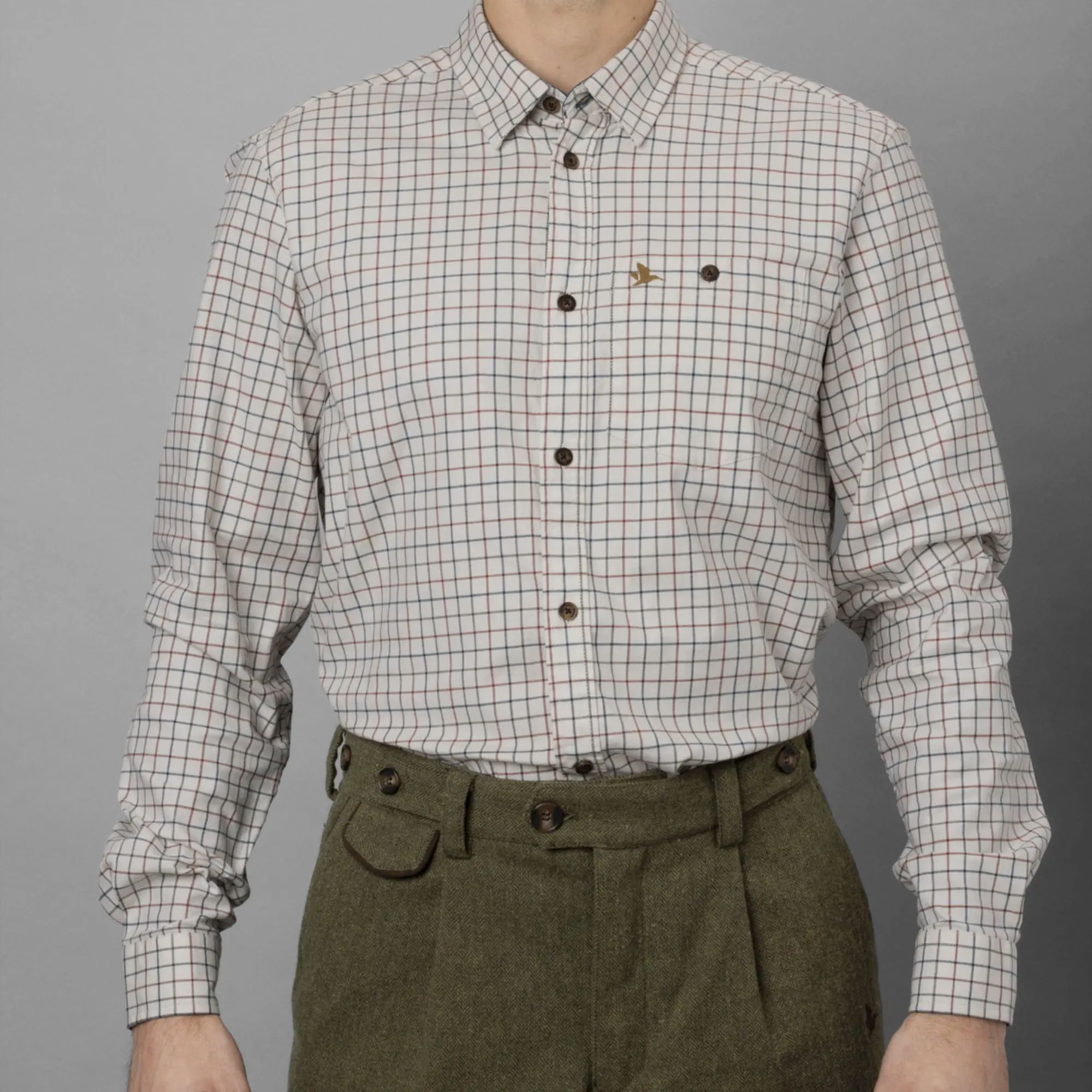 Seeland Jachtshirt Oxford Grape Leaf/Terracotta Check