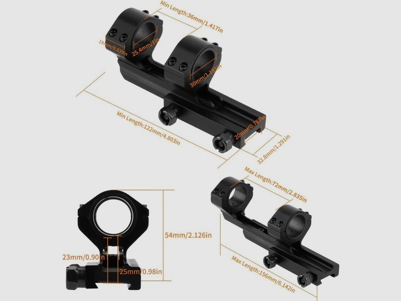 Dubbele ringmontage voor 20 mm Picatinny-rail, 25,4 mm/30 mm