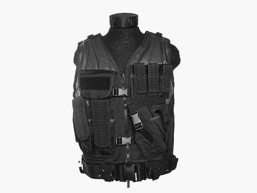 USMC Tactical Police Einsatzweste - Polizei Security - Schwarz - One Size