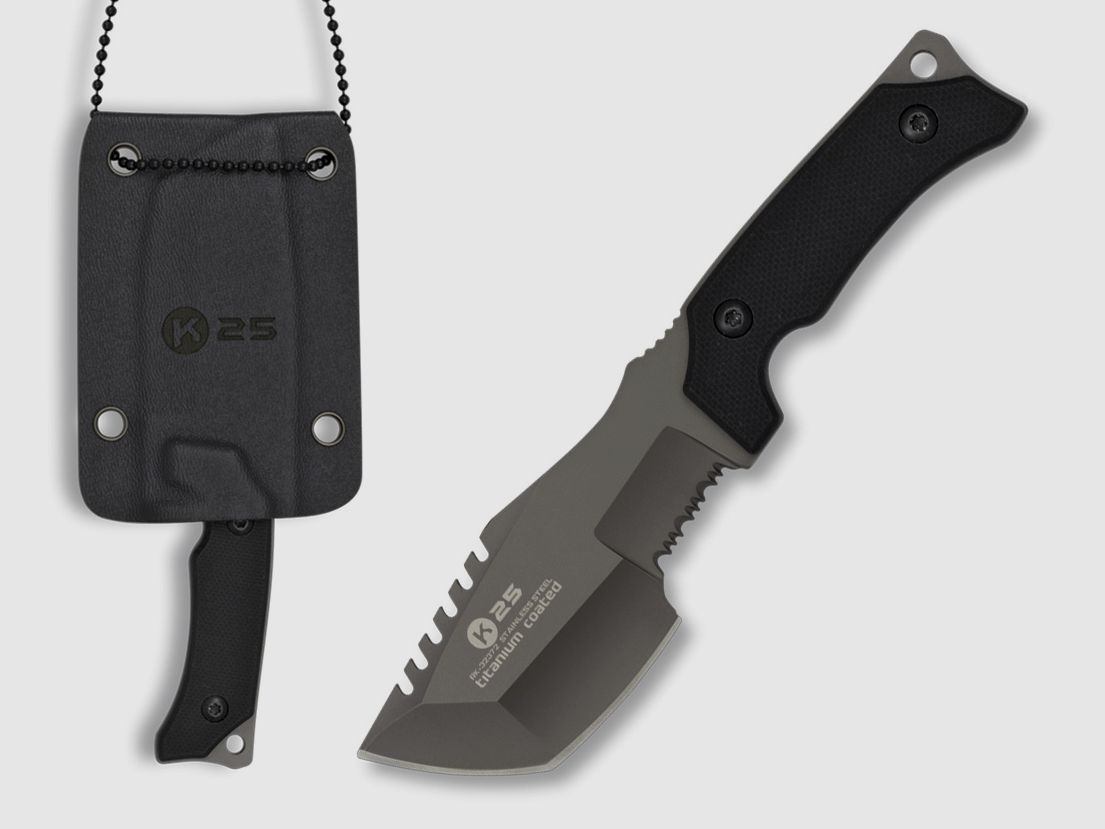K25 Neckknife Titan beschichtet mit Kydex-Scheide Mini Tracker