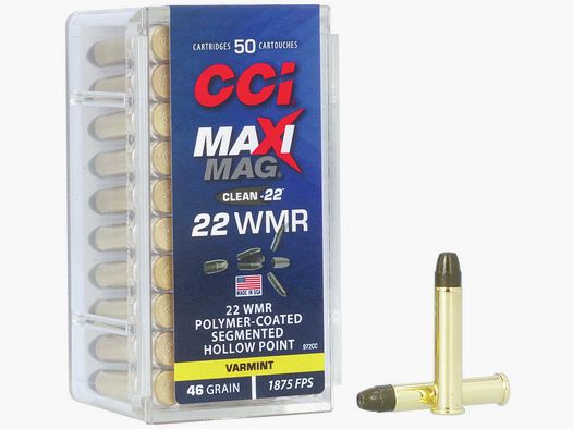 CCI Maxi-Mag .22 WMR 46GR Segmented HP 50 cartucce
