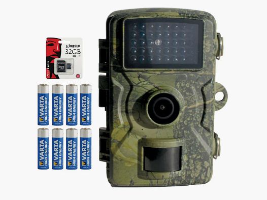 Wildkamera Tarnung 12 MP + 8 AA-Batterien + microSD-Karte