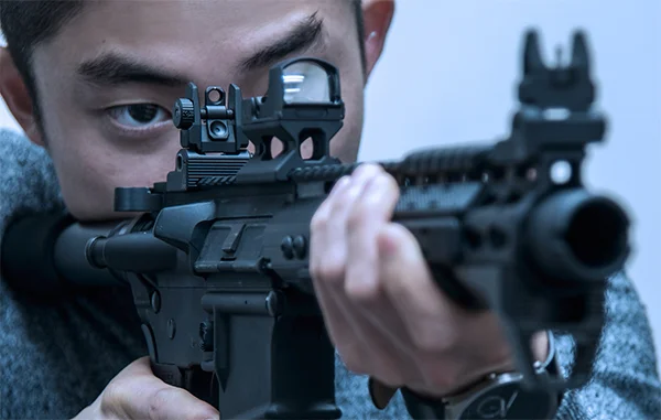Leapers UTG Accu-Sync spring-loaded folding AR15 rear sight, black (MNT-957), image 5 of 10