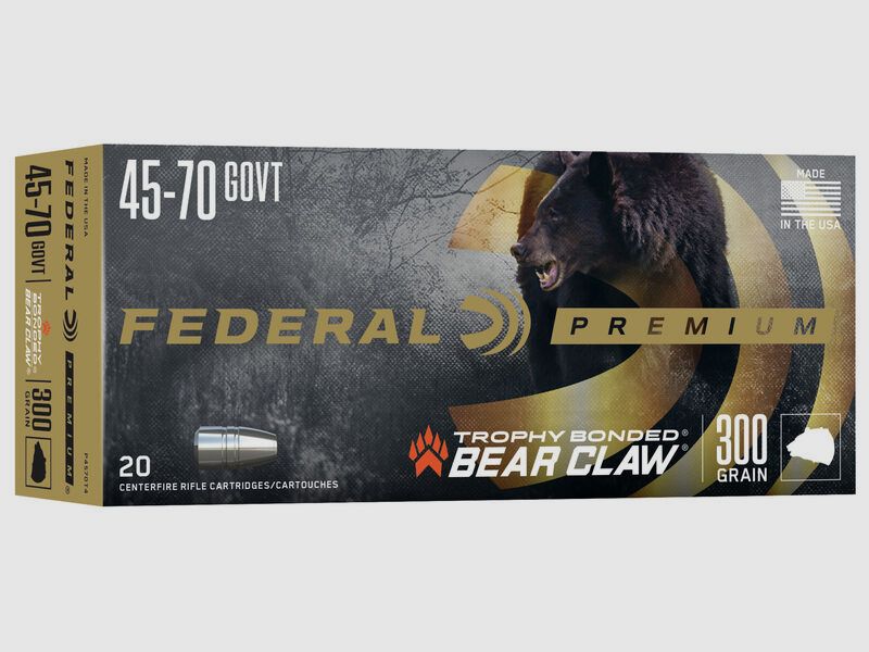 Federal Premium Trophy Bonded Bear Claw .45-70 Govt. 300GR bonded RN 20 cartouches