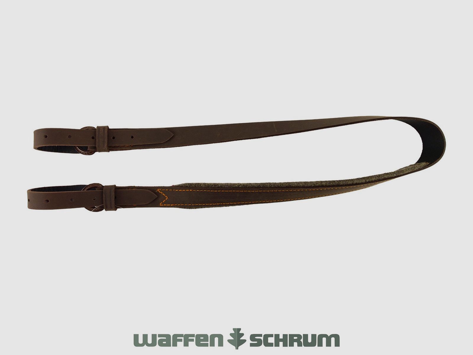 AKAH Gewehrriemen Leder - Braun Pull-Up-Effekt 35MM Filzunterlage