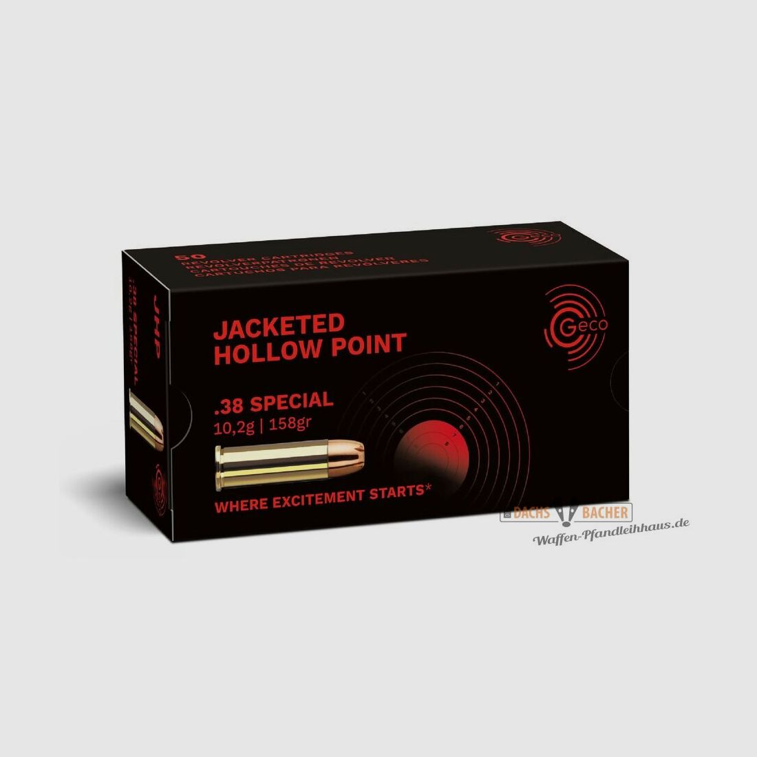 GECO .38 Special JHP Jacketed Hollow Point 10,2g/158gr 50 cartouches