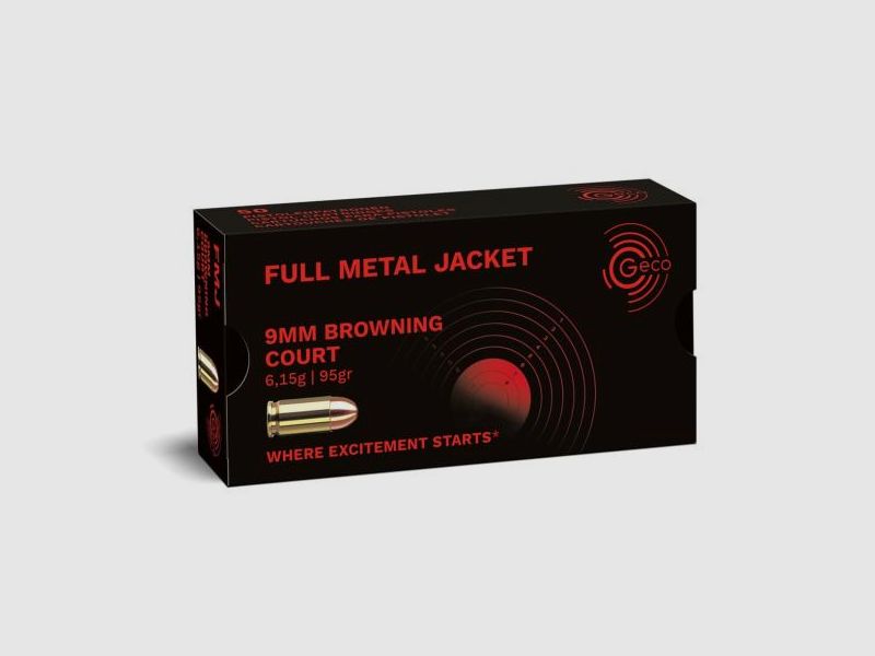 GECO Pistolenmunition 9mmBrowningKurz VM 50 Stk  50grs/3,2g