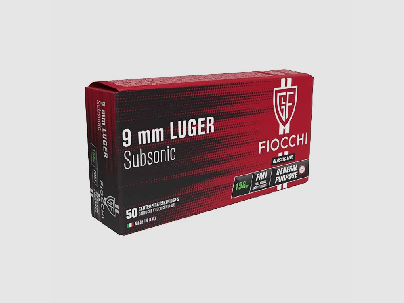 FIOCCHI 9mmLuger SUBSONIC FMJ 158grs 50Stk