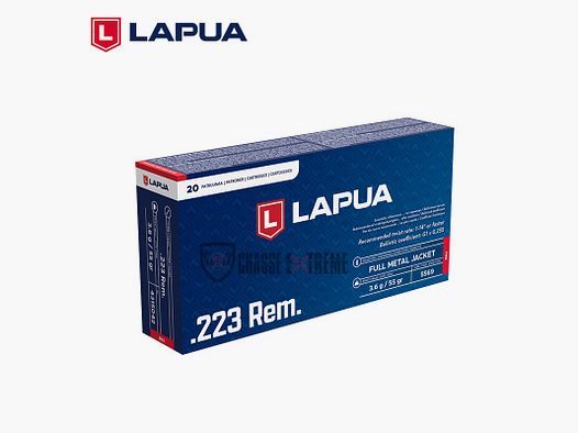 20 Patronen LAPUA 55Gr Kal. 222 Rem FMJ