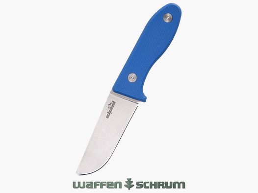 Schnitzel Kindermesser UNU blau rostfreier 8Cr13Mov-Stahl mit Stonewash-Finish Inkl. Scheide aus Kydex (schwarz)
