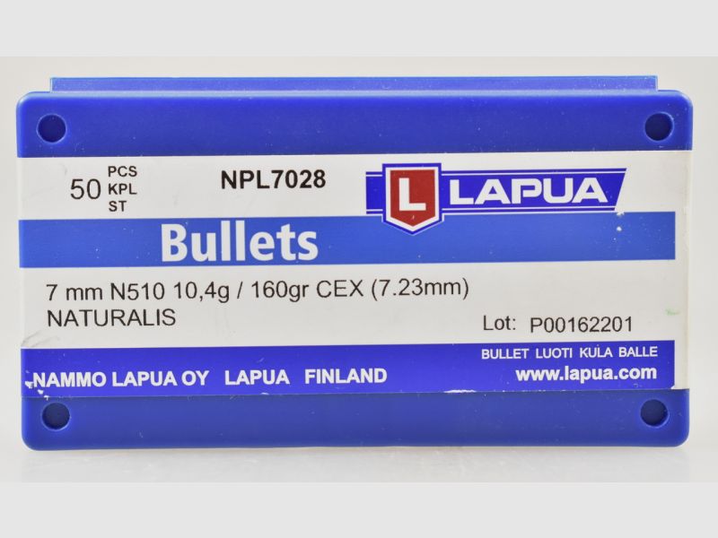 50 Lapua Geschosse 7mm (7.23mm) 160gr. Naturalis - bleifrei -