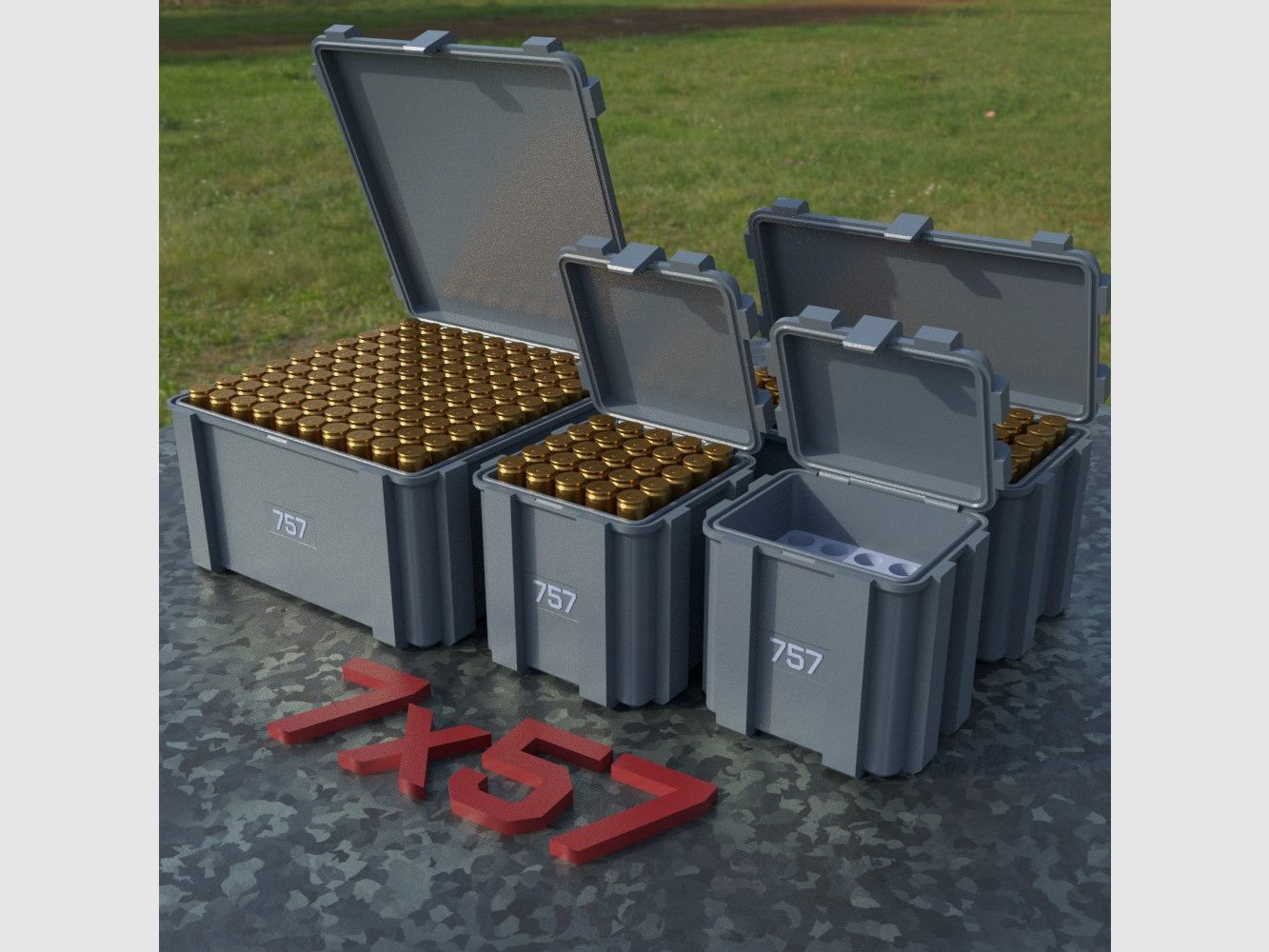Filamelt ammunition box / 7x57 / 'flip lid' / cartridge box, ammo box