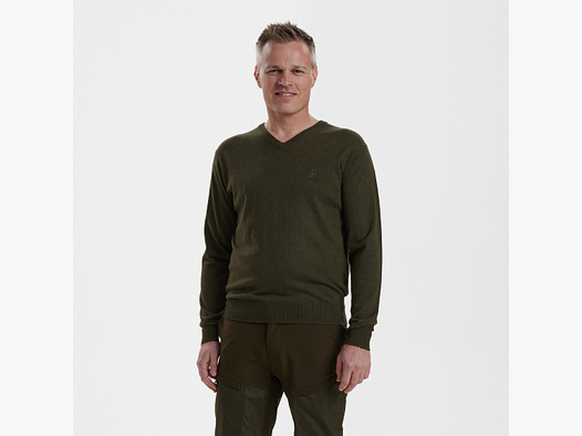 Kingston pullover with V-neck - Green Melange - Size: M