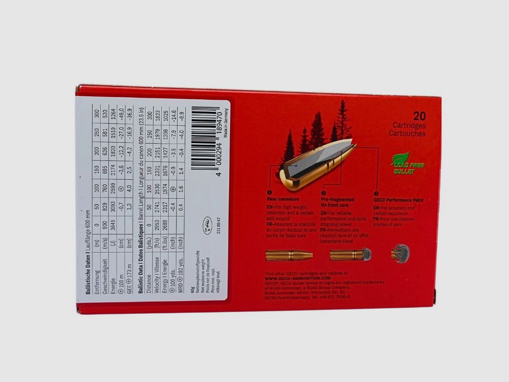 Geco 8x57 IS Zero 9,0g/139gr Büchsenpatronen Bleifrei, Bild 2 von 2