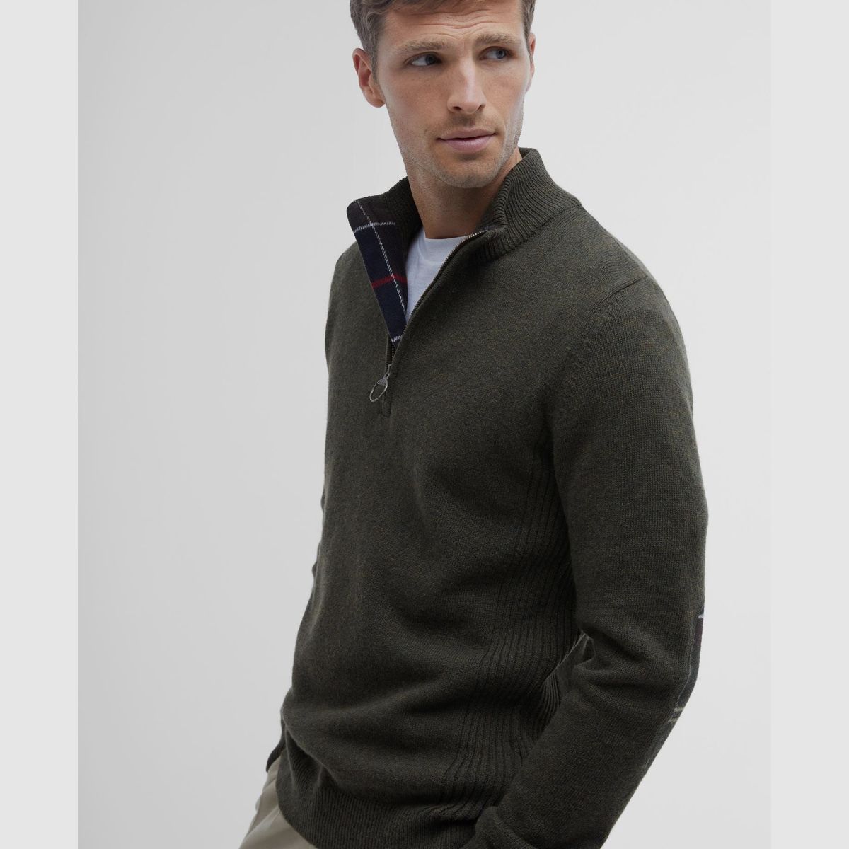BARBOUR Holden Half Zip Sweater Olive Marl
