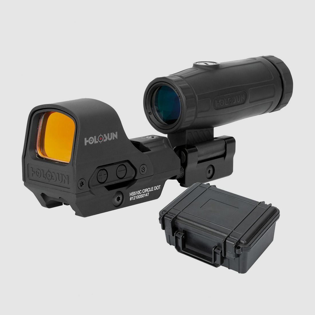 Holosun Set, Holosun Reflexvisier, Modell HE510C-GR mit grünem Wechselabsehen: 2MOA Dot, 65MOA Circledot & 65MOA Circle und Magnifier HM3X, Bild 2 von 9