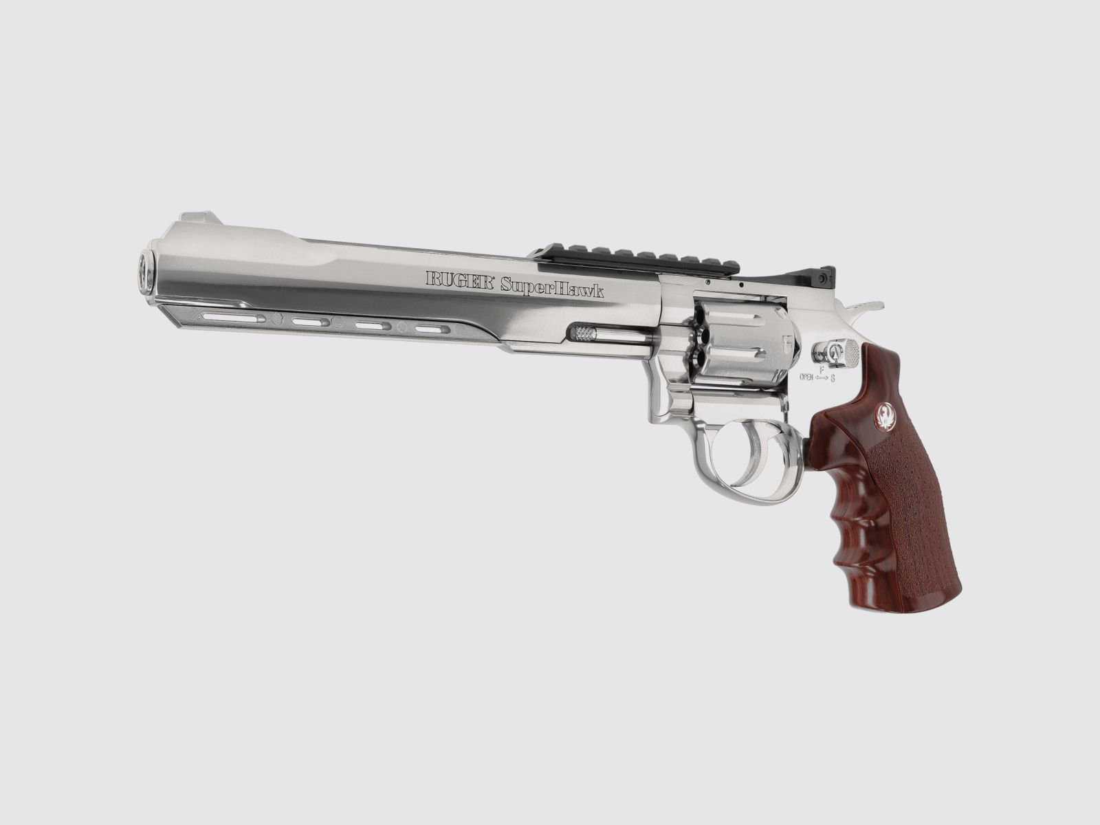 Ruger 8 Inch SuperHawk Chrom Full Metal Co2 Airsoft Revolver-F-