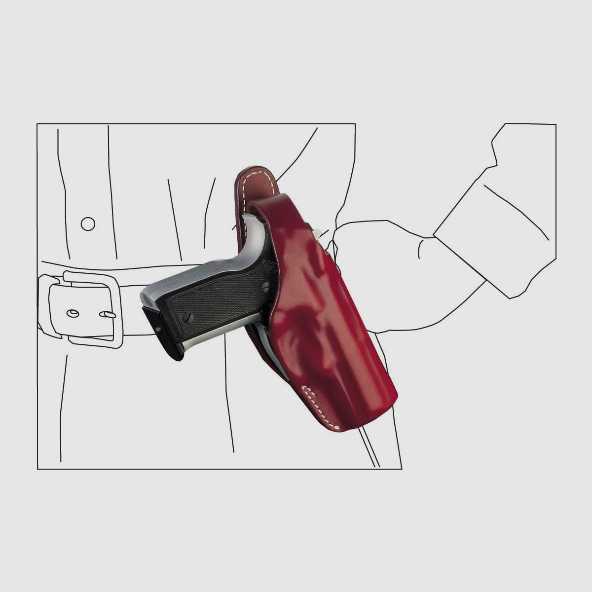 Schnellziehholster mit drei Tragepositionen Beretta 81/82/84/85/87, HW 94, Walther PP-Braun-Rechtshänder
