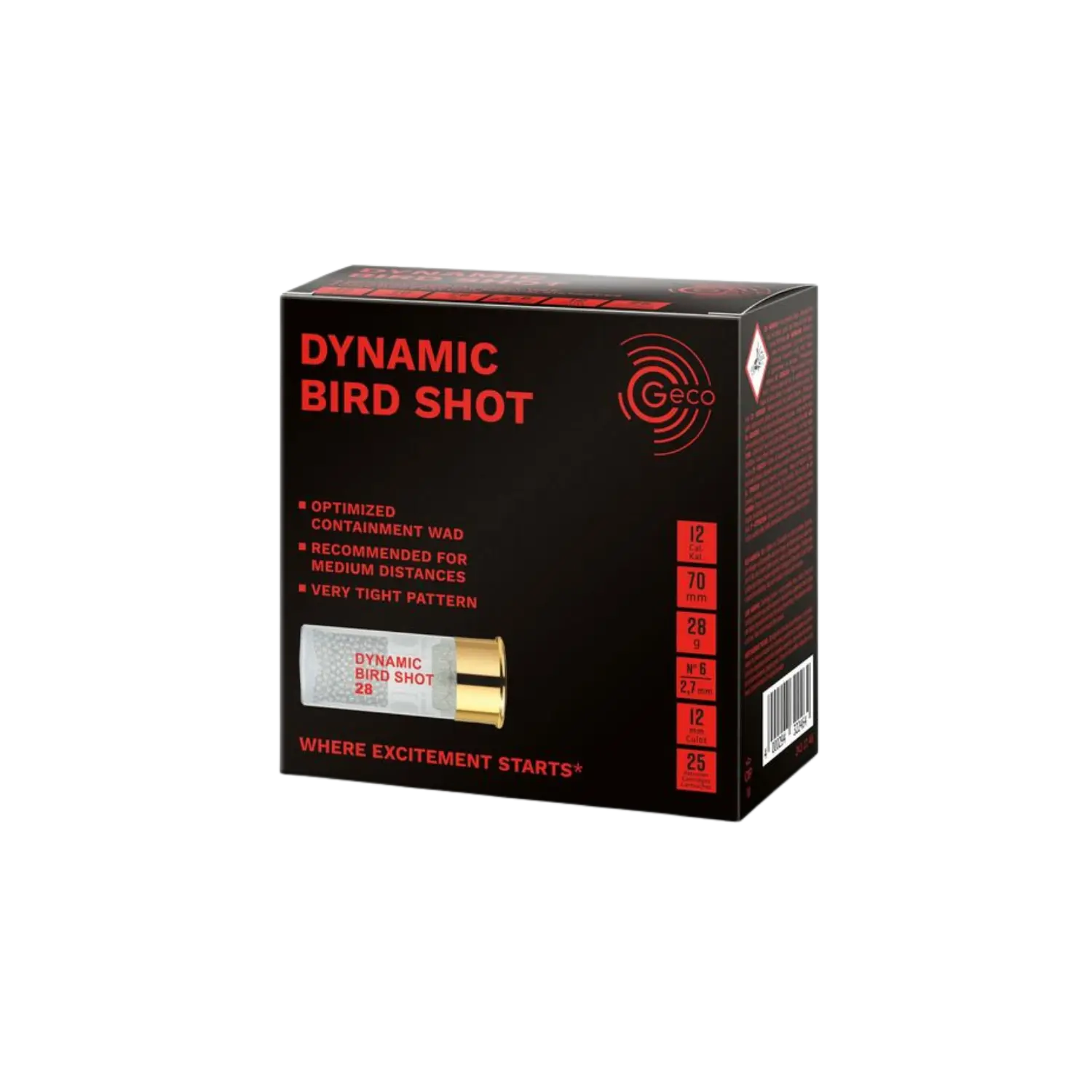 Geco Dynamic Bird Shot 12/70 2,7 mm 28 g 25 cartucce a pallini