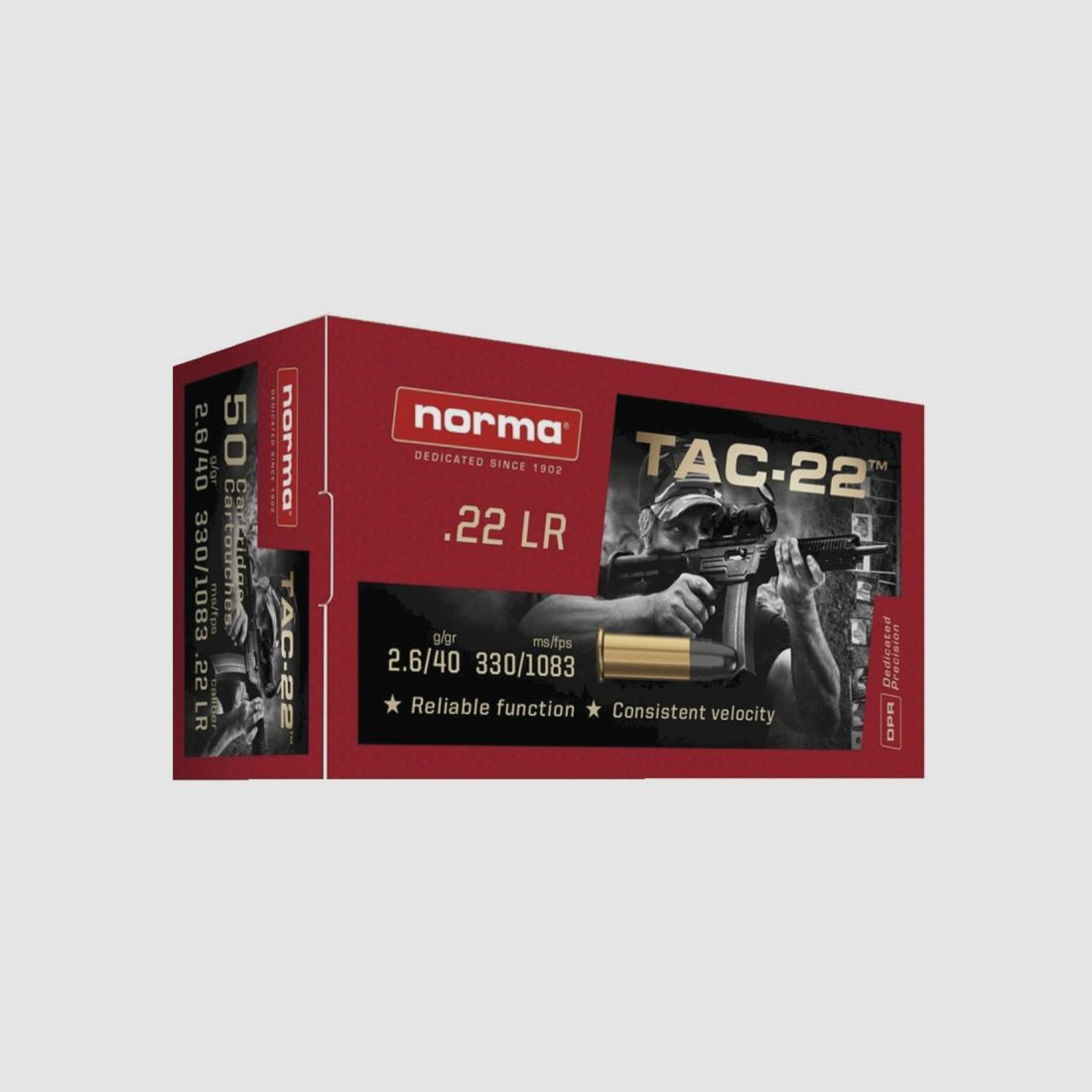 BTE 50 Patrone Norma TAC-22 Kal. .22 LR LRN 40gr