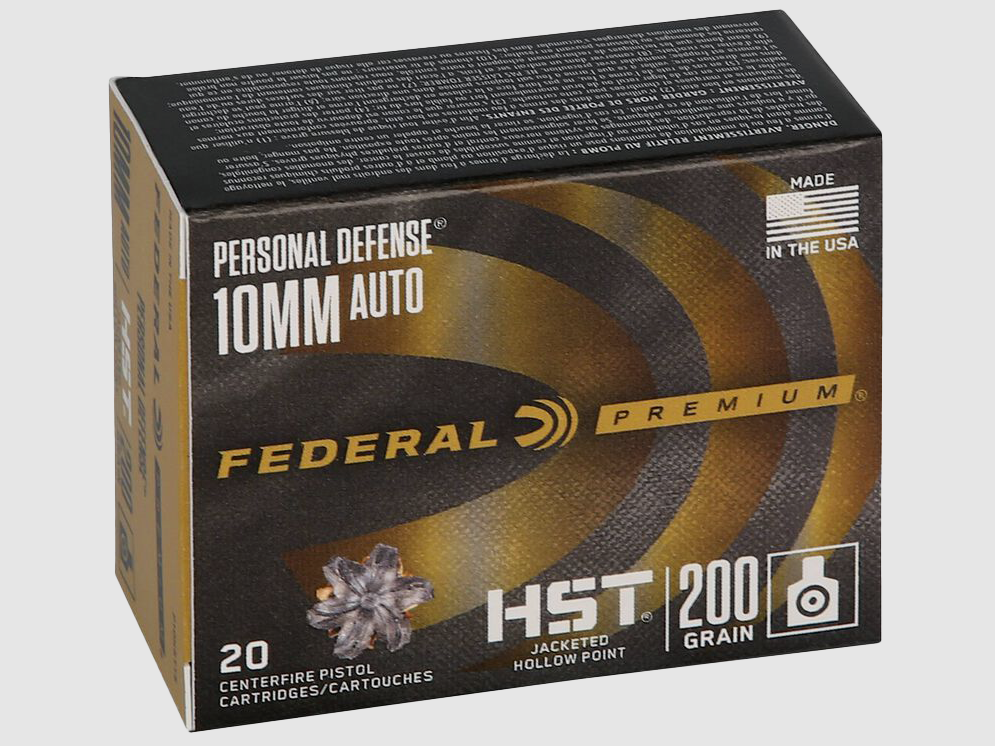 Federal Pistolenmunition Premium 10 mm Auto 12,96g Jacketed Hollow Point HST Personal Defense, Bild 2 von 2