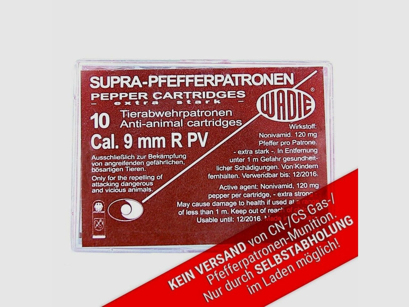 Wadie Supra cartouches au poivre R PV - 120mg NV en calibre 9mm