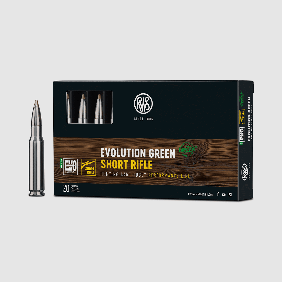RWS .308 Win. EVO GREEN Short Rifle 139gr. - 20 pcs.
