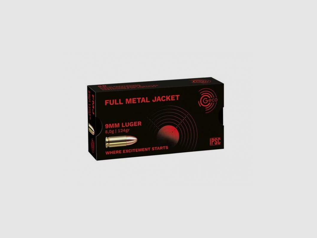 Geco 9 mm Luger FMJ Vollmantel 8,0g/124grs.
