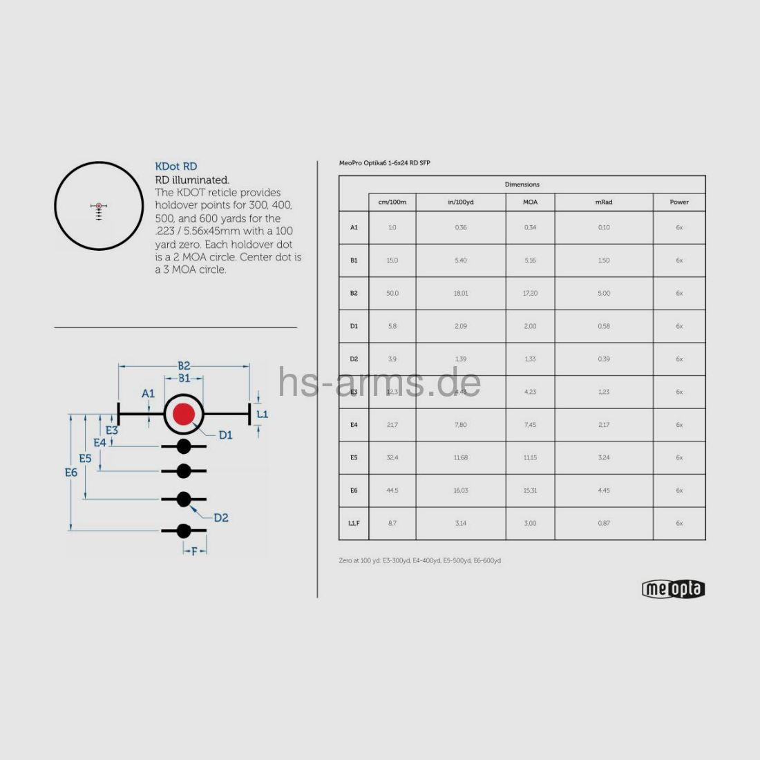 Meopta Meopta Optika6 1-6x24 RD SFP K-DOT RD, afbeelding 4 van 4