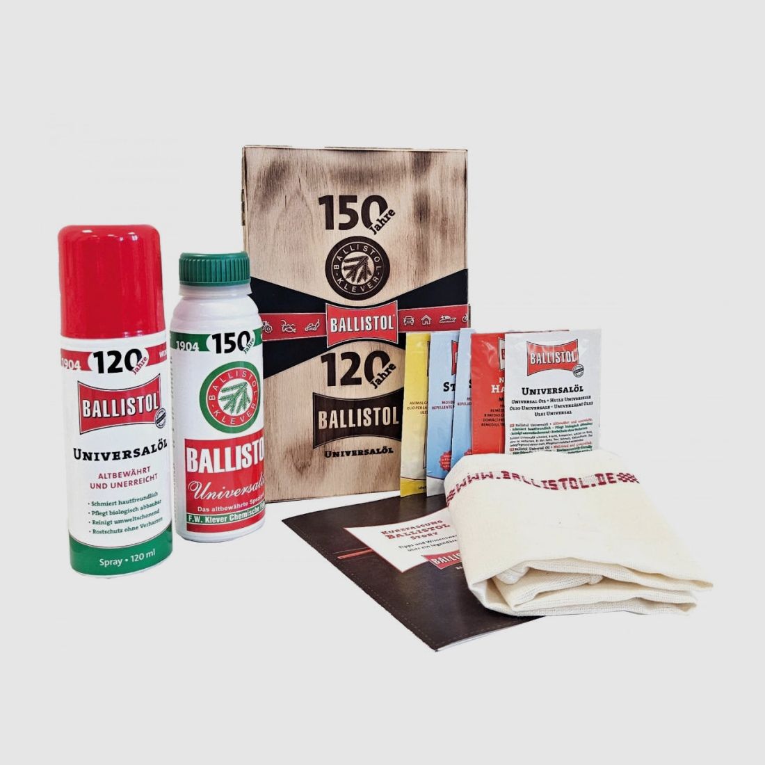 Ballistol Jubiläums-Holzbox Pflegeset