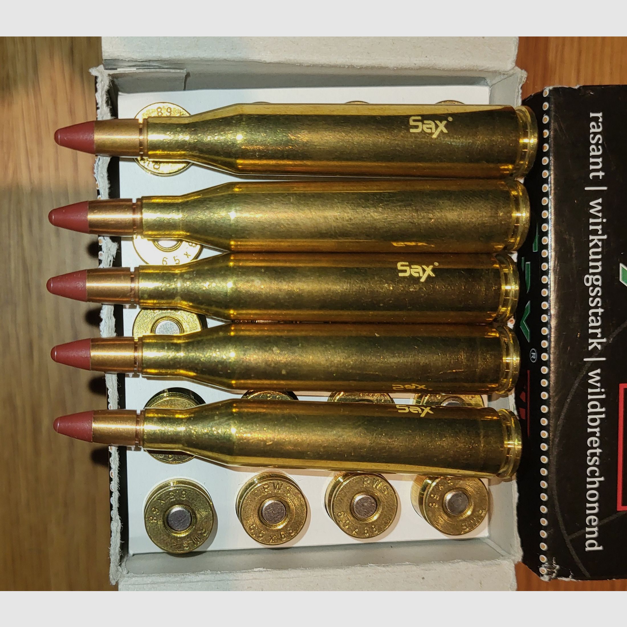 45 disparos 6,5x68 KJG-SR SAX/RWS sin plomo