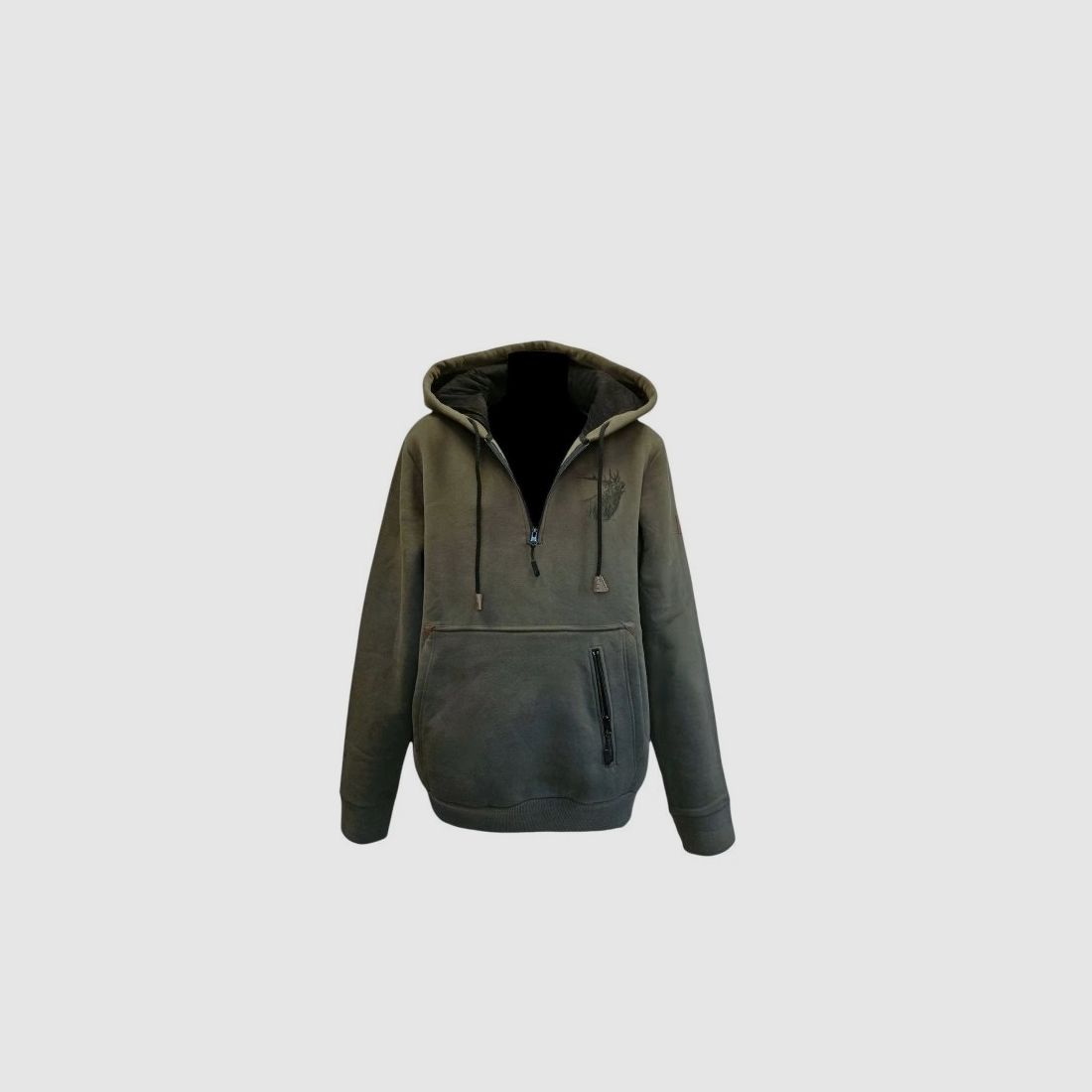C.I.T. Hoodie-Pullover mit Jagdmotiv und 1/2-Reißverschluss, Bild 1 von 3