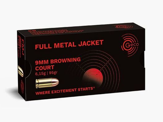 GECO 9 mm Browning short Full Metal Jacket 6,15g/95gr - 50 Patronen
