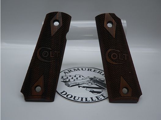 Plaquettes bois quadrillées avec logo pour pistolet 1911