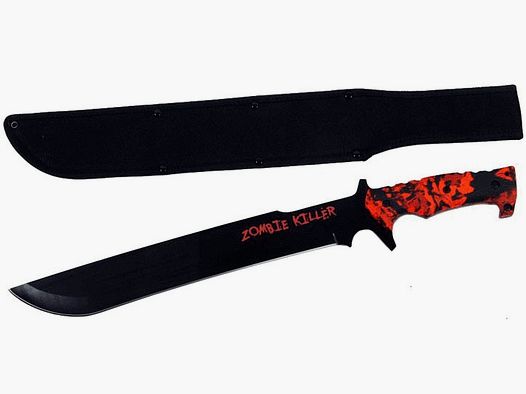 Bush knife with straight blackened blade