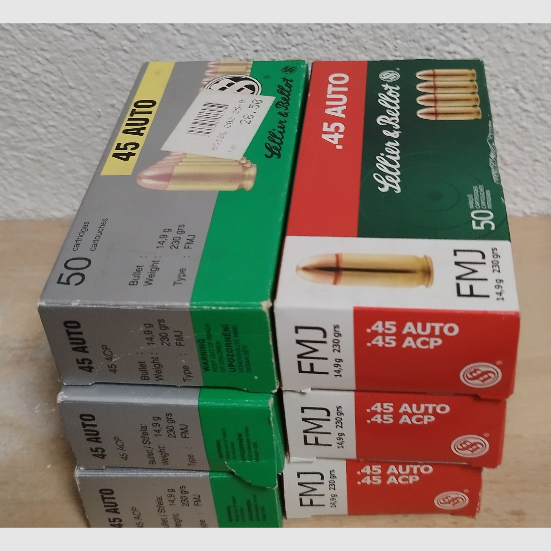 22 Long, 9mm, 38, 45 ASP, 357 Magnum und 12/76