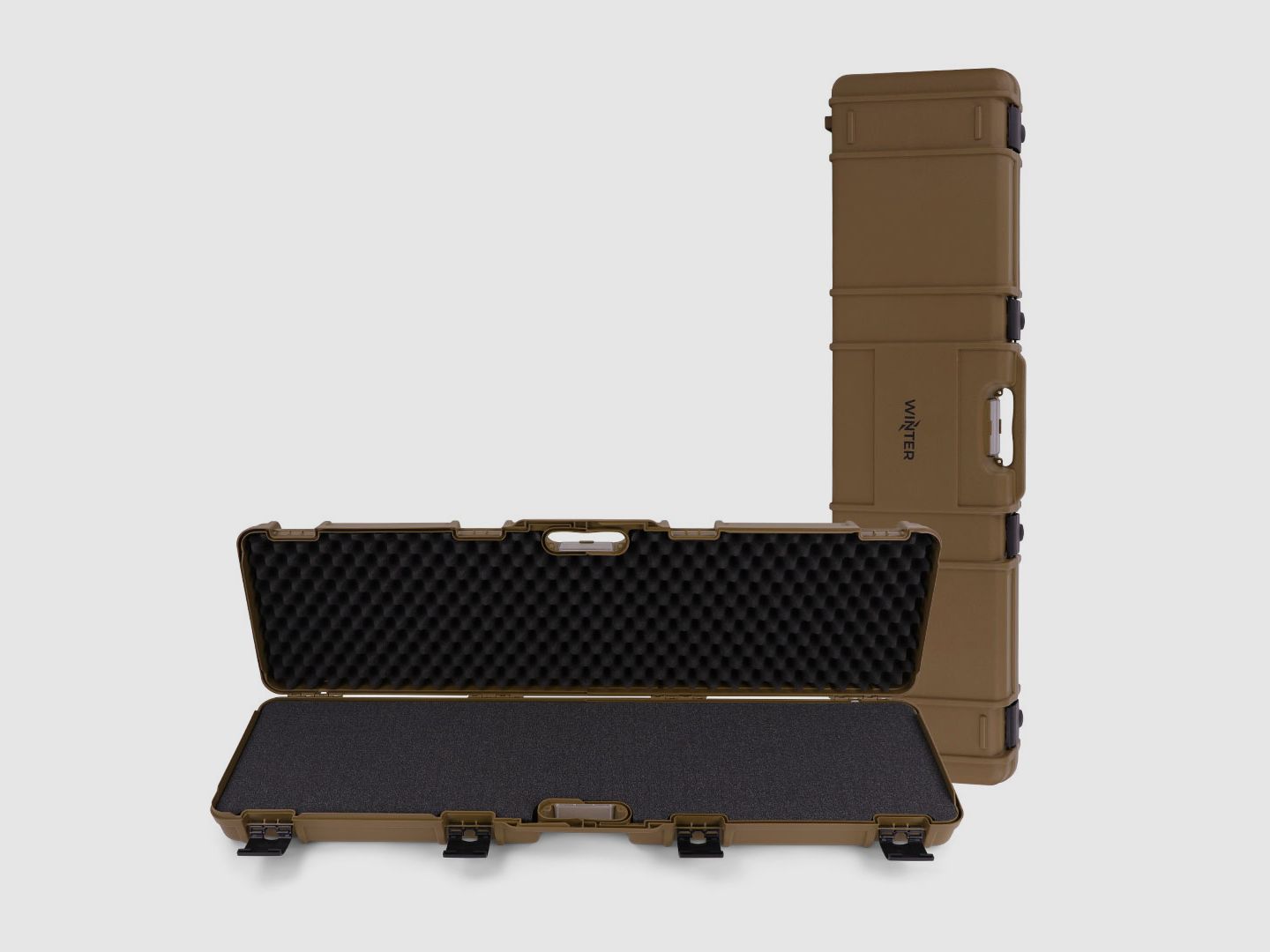 Housse de fusil d'hiver W11 117 cm pour 1 arme longue - plastique PP, 4 verrous push-pull, grille (Coyote)